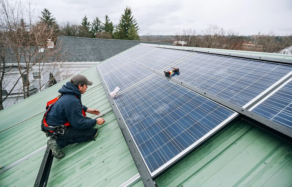 Fixarea panourilor fotovoltaice pe acoperiș din tablă